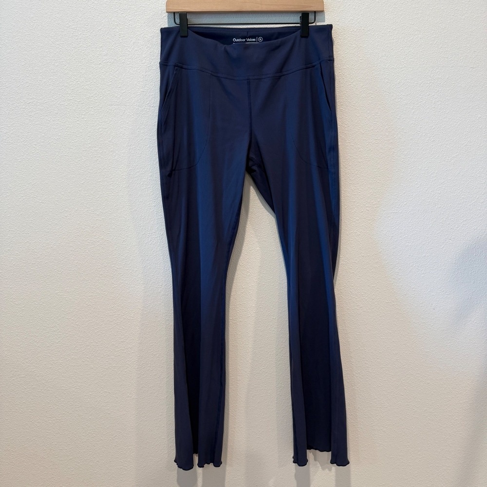 OUTDOOR VOICES Womens Superform Rib Flare Pants Size XL Navy Blue Active Hiking